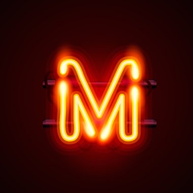 Neon yazı tipi mektup m. vektör çizim