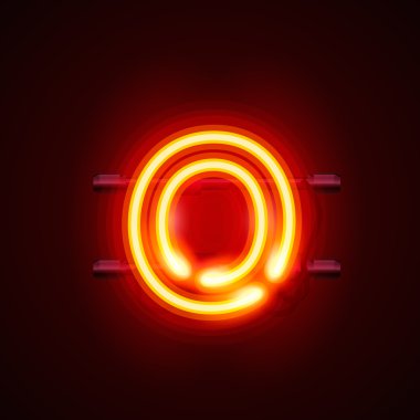 Neon yazı tipi harf o. vektör çizim