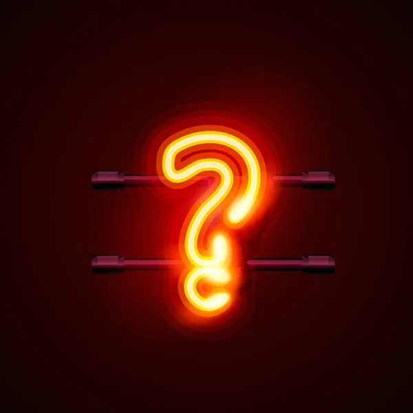 Neon font letter question sign. Vector illustration — Stock Vector