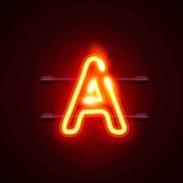 Neon font letter a. Vector illustration — Stock Vector