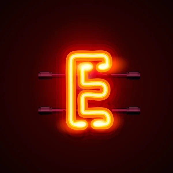 Neon lettertype brief e. vectorillustratie — Stockvector