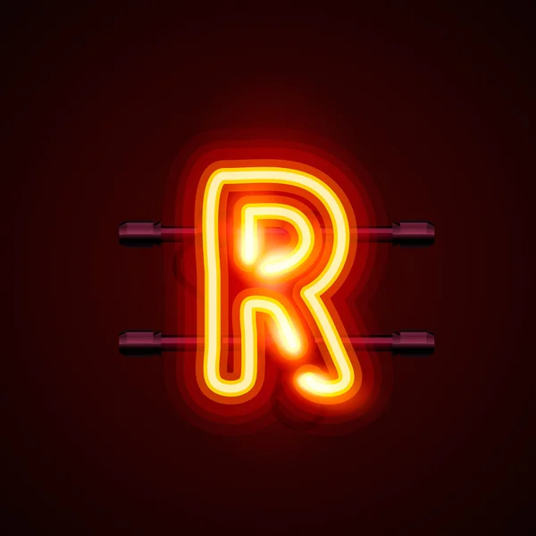 Neon teckensnitt bokstaven r. vektor illustration — Stock vektor
