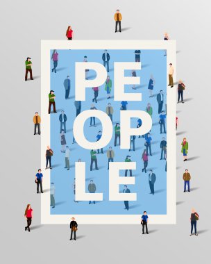 İnsanlar sınır tasarım öğeleri grubudur. Vektör çizim.