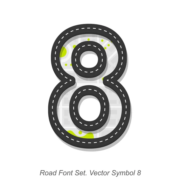 Carretera signo de fuente, Símbolo 8, Objeto sobre fondo blanco — Archivo Imágenes Vectoriales