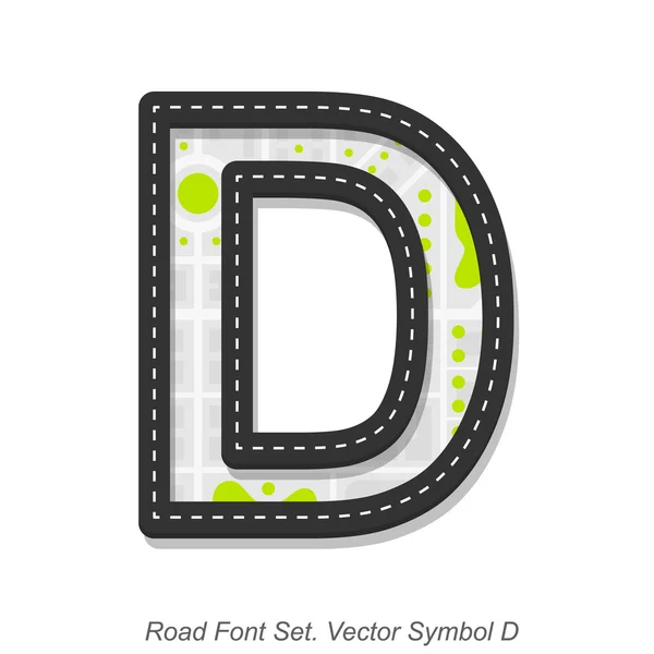 Znak drogowy czcionki, Symbol D, obiekt na białym tle — Wektor stockowy