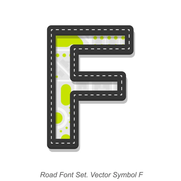 Road font sign, Symbol F, Objeto sobre fundo branco — Vetor de Stock