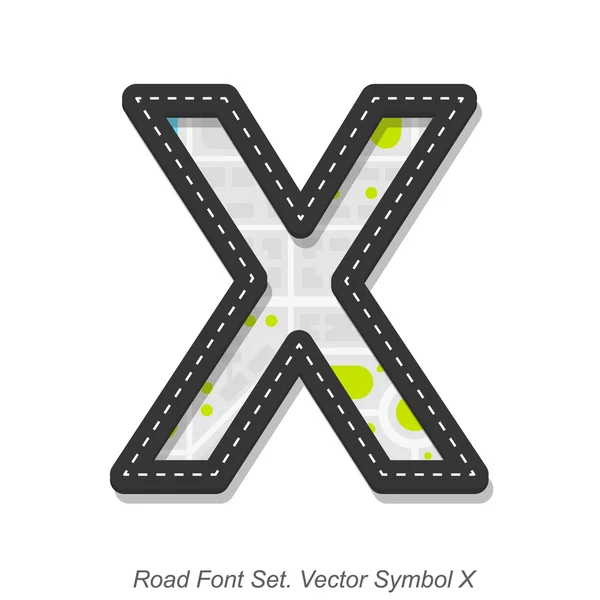 Road font sign, Symbol X, Objeto sobre fundo branco — Vetor de Stock