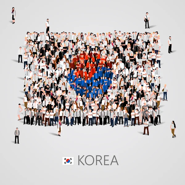 Large group of people in the Korea flag shape. — Stock Vector