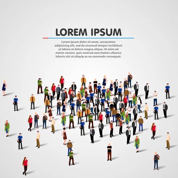 Beyaz arka plan üzerinde büyük insanlar kalabalık.