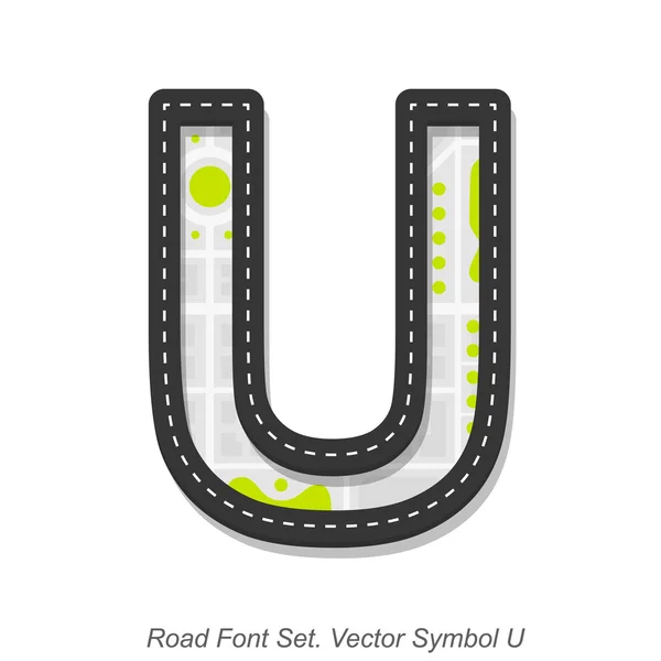 Carattere stradale, Simbolo U, Oggetto su sfondo bianco — Vettoriale Stock