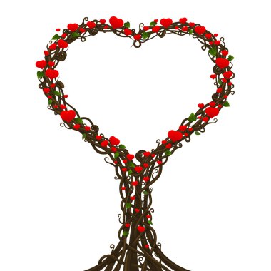 Kalp ağaç doğa işaret kapak beyaz bir arka plan üzerinde