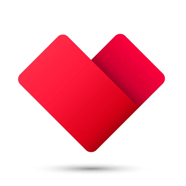 Nastro cuore segno 3d logo icona rossa arte — Vettoriale Stock