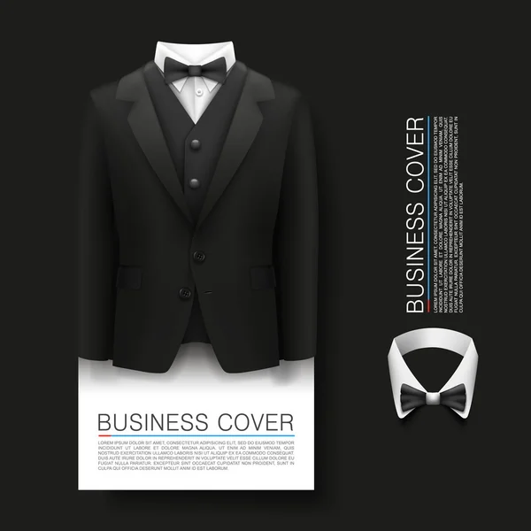 Tuxedo cover background. Complimentary ticket, Suit 3d object — Stock Vector