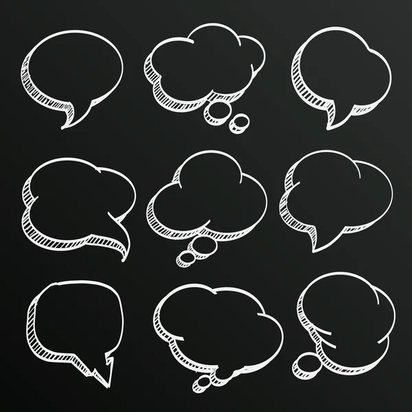 Tableau croquis de bulles de discours dessinées à la main, illustration vectorielle — Image vectorielle