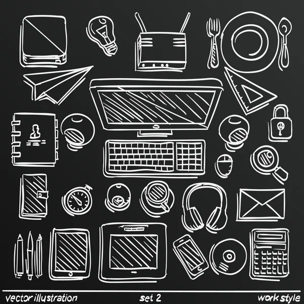 Svarta tavlan skiss arbetsstil, ange ikon 2. Vektor illustration — Stock vektor