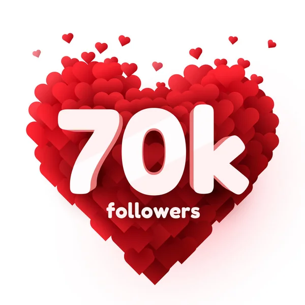 Följare tackar er. Rött hjärta för sociala nätverk vänner, anhängare, webbanvändare Tack för att fira prenumeranter eller anhängare och gillar. — Stock vektor