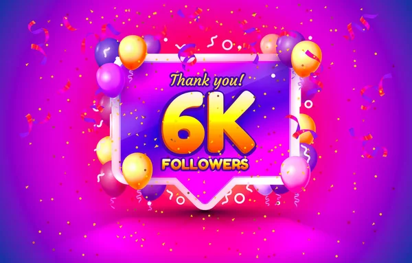 Спасибо, followers peoples, 6k online social group, happy banner celebrate, Vector — стоковый вектор