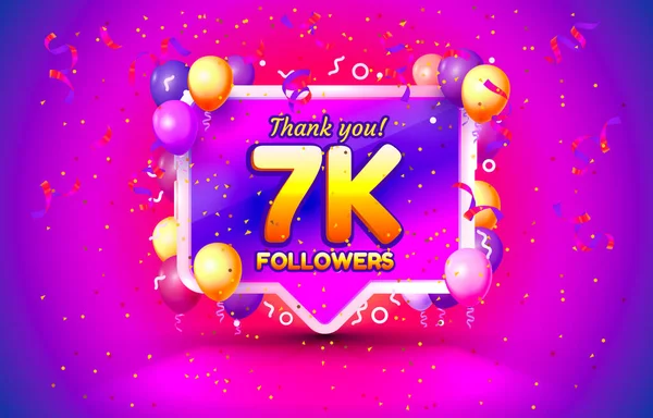 Спасибо, followers peoples, 7k online social group, happy banner celebrate, Vector — стоковый вектор