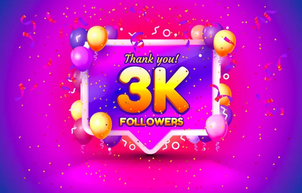 Спасибо, followers peoples, 3k online social group, happy banner celebrate, Vector — стоковый вектор