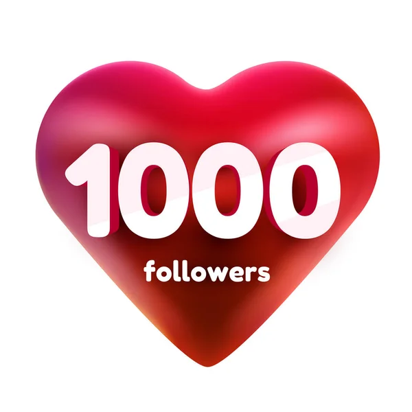 Seguidores, gracias. Corazón rojo para los amigos de la Red Social, seguidores, usuarios de la Web Gracias celebran de suscriptores o seguidores y me gusta. — Archivo Imágenes Vectoriales