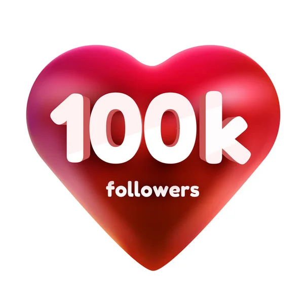 Les abonnés vous remercient. Red heart for Social Network amis, abonnés, internaute Merci de célébrer les abonnés ou abonnés et j'aime. — Image vectorielle