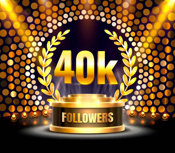 Děkuji vám následovníci národy, 40k online sociální skupina, šťastný prapor slavit, Vektor — Stockový vektor