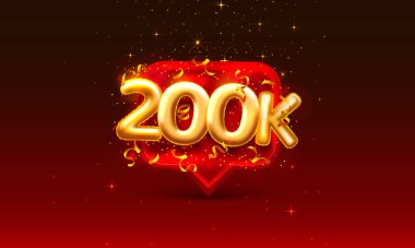 Teşekkürler takipçiler, 200.000 online sosyal grup, mutlu bayrak kutlamaları, Vektör