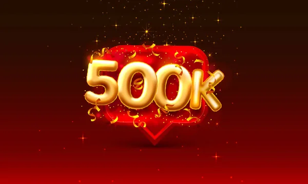 Dank u volgelingen volkeren, 500k online sociale groep, gelukkige banner vieren, Vector — Stockvector
