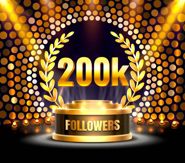 Obrigado seguidores povos, 200k grupo social on-line, feliz banner comemorar, Vector — Vetor de Stock