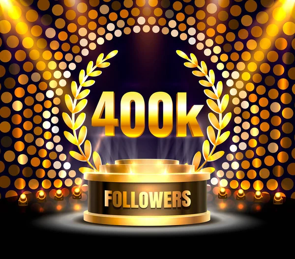 Dank u volgelingen volkeren, 400k online sociale groep, gelukkige banner vieren, Vector — Stockvector