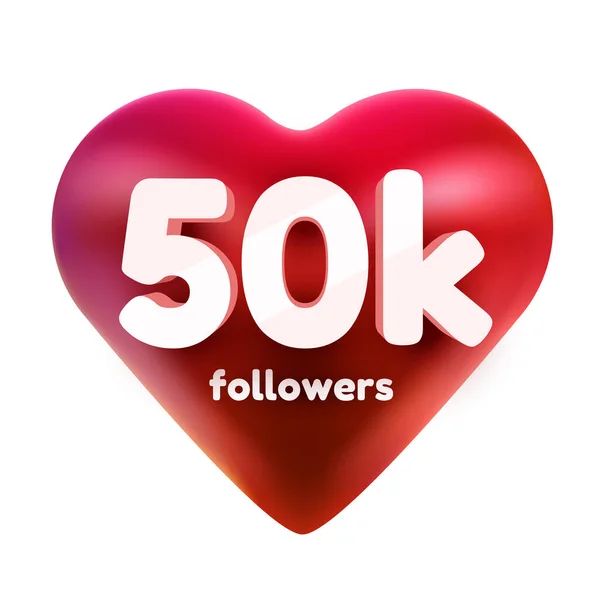 Takipçiler teşekkür eder. Sosyal Ağ dostları, takipçileri, Web kullanıcıları için kırmızı kalp aboneleri ve takipçilerini kutluyoruz.. — Stok Vektör