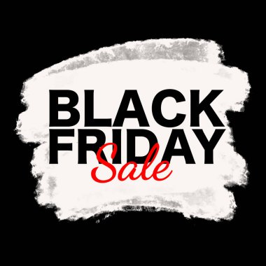 Kara Cuma İndirim Posteri ve grunge fırça darbesi. İndirimli alışveriş promosyonu. İş, tanıtım ve reklam pankartları.