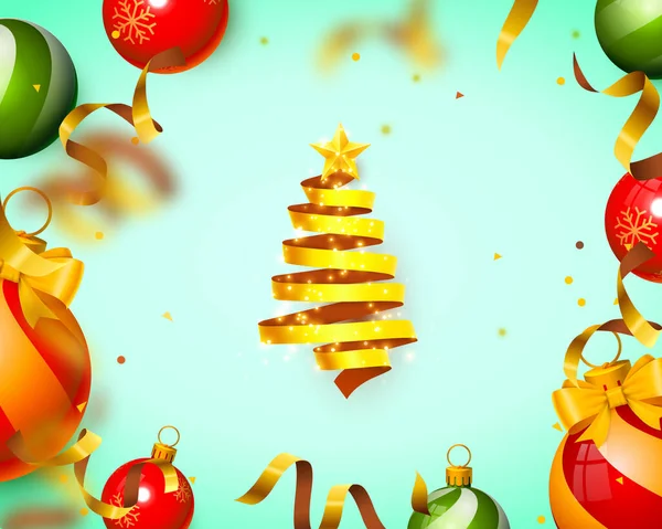 Natal árvore fita design banner, capa. Vetor — Vetor de Stock