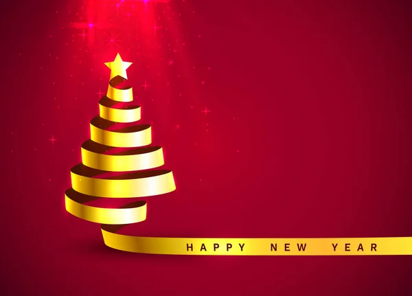 Christmas tree tape golden design banner, art decoration. — Stock Vector