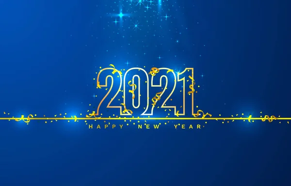 Happy New 2021 Year, holiday cover festive banner. Vector — Stock Vector