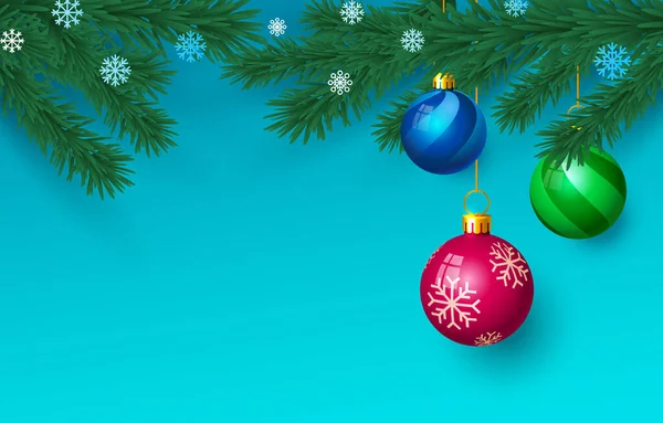 Vrolijk kerstfeest Gelukkig Nieuwjaar boom met speelgoed, kaart banner. Vector — Stockvector