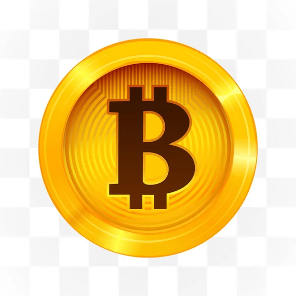Bitcoin signe crypto-monnaie sur fond transparent. Blockchain. — Image vectorielle