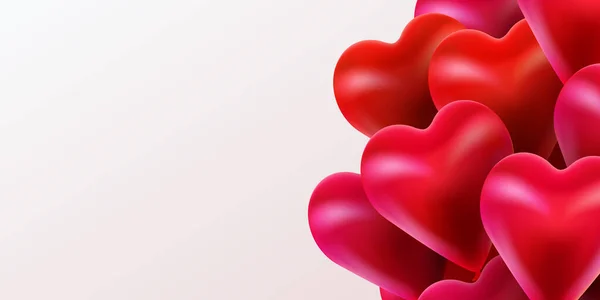Feliz Dia dos Namorados Fundo com Flying Glossy Hearts Balões. —  Vetores de Stock