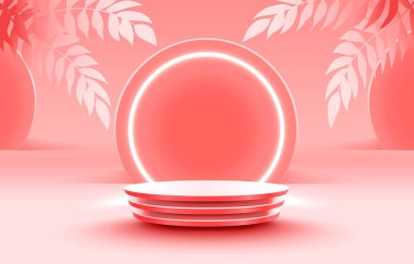 Işıklı doğal sahne podyumu, Sahne Podyumu Sahnesi, Renkli Arkaplan Ödüllü Tören. Vektör