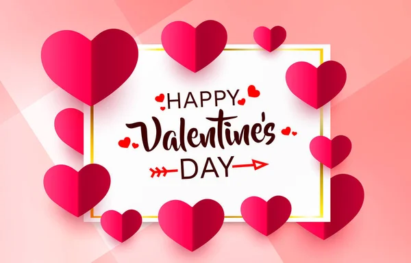 Rood hart van Happy Valentines Day, wenskaart vanaf 14 februari. Vector — Stockvector