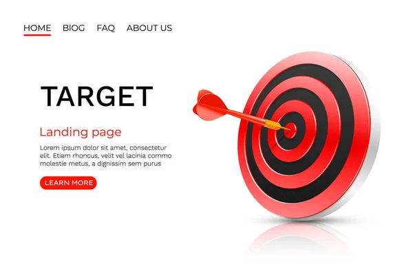 Target landing page, banner business 3d icoon. Vector — Stockvector