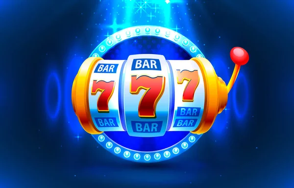 Les pièces de machine à sous gagne le jackpot. 777 Big win concept de casino. Vecteur — Image vectorielle