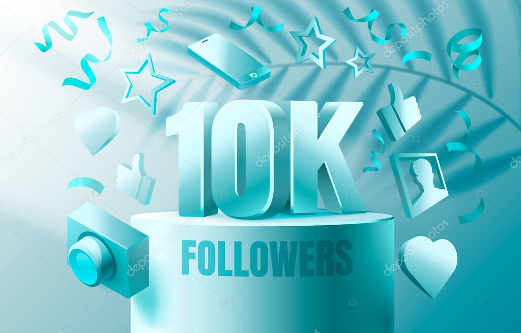 Thank you followers peoples, 10k online social group, happy banner celebrate, Vector