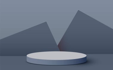 Soyut sahne arkaplanı. Silindir podyum arka planı. Ürün sunumu, modelleme, kozmetik ürünü, podyum, sahne kaidesi veya platformu göster.