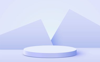 Soyut sahne arkaplanı. Pembe arka planda silindir podyum. Ürün sunumu, modelleme, kozmetik ürünü, podyum, sahne kaidesi veya platformu göster.