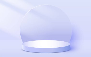 Soyut sahne arkaplanı. Pembe arka planda silindir podyum. Ürün sunumu, modelleme, kozmetik ürünü, podyum, sahne kaidesi veya platformu göster.