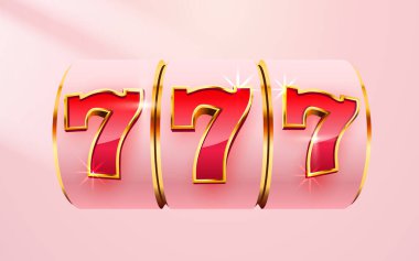 Altın kumar makinesi ikramiyeyi kazandı. 777 Büyük Kazanç konsepti. Kumarhane ikramiyesi.