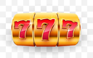 Altın kumar makinesi ikramiyeyi kazandı. 777 Büyük Kazanç konsepti. Kumarhane ikramiyesi.