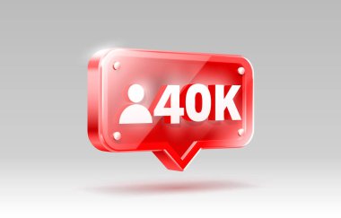 Teşekkürler takipçiler, 40 bin online sosyal grup, mutlu bayrak kutlamaları, Vektör