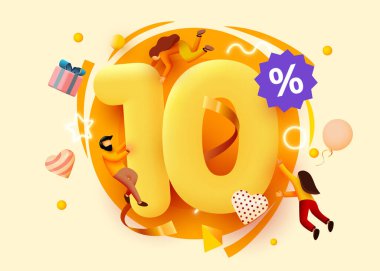 Mega satışı. Yüzde 10 indirim. Uçan insanlarla özel bir geçmişim var. Terfi posteri ya da afişi.